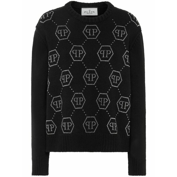 フィリップ飾り気の無い レディース 編み物\u0026スウェーター アウター Crystal-logo jumper Black