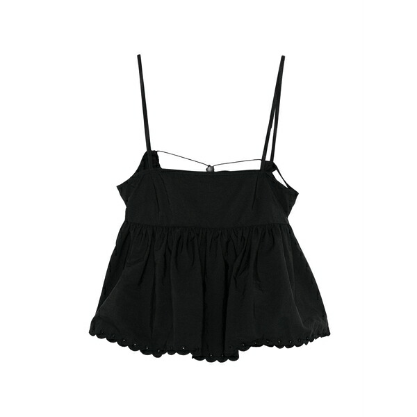 セシリー・バンセン レディース カットソー トップス Selena embroidered taffeta top Black