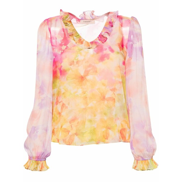 ツインセット レディース シャツ トップス Floral-print georgette blouse Pink
