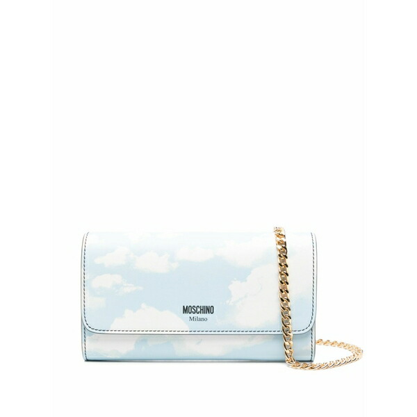 モスキーノ レディース 銭入れ 添え物 Archive clouds chain wallet Blue