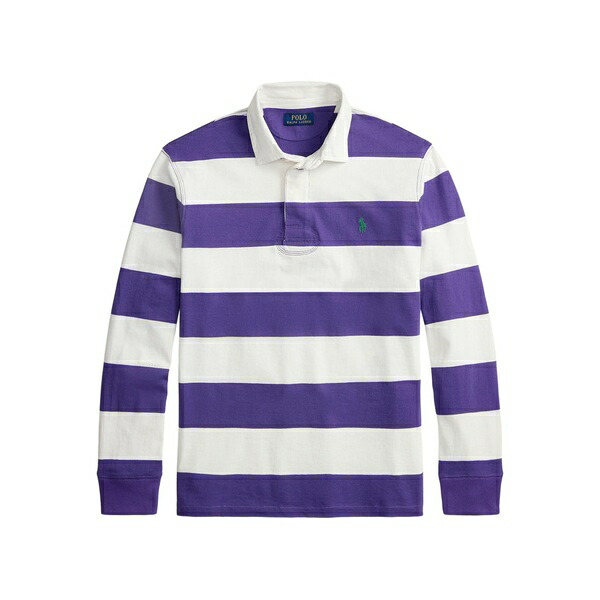 ラルフローレン メンズ スポーツシャツ トップス Striped long-sleeve polo shirt Purple