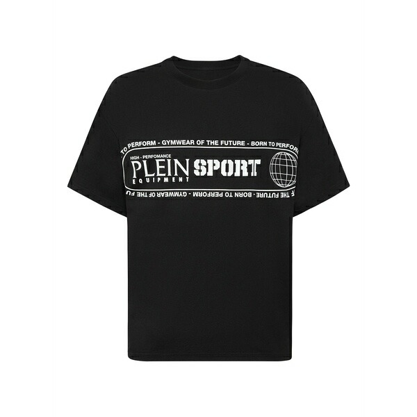プレインスポーツ メンズ Tシャツ トップス Logo-print round-neck t-shirt Black|asty