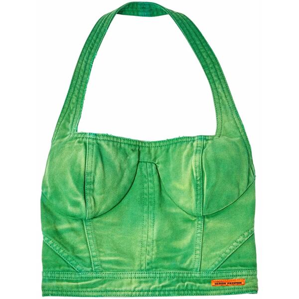 ヘロン プレストン レディース カットソー トップス Distressed cotton corset top Green｜asty