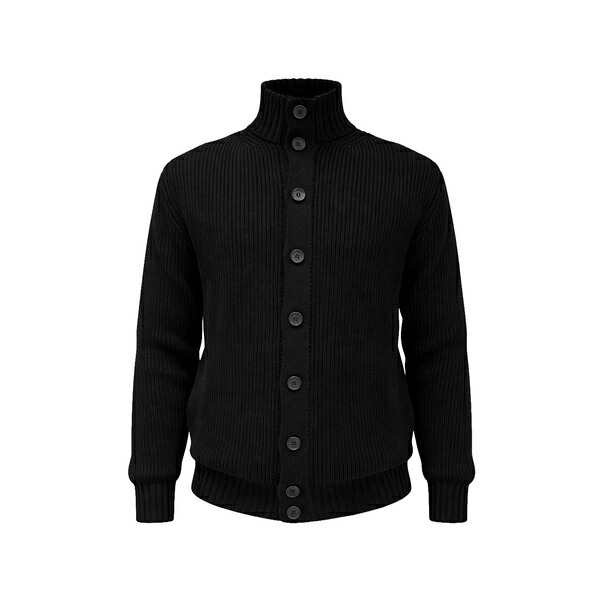 フィリッポ デ ラウレンティス メンズ ジレー アウター Fisherman buttoned ribbed cardigan Black