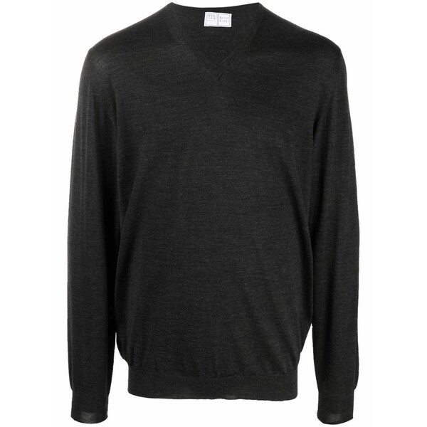 フェデーリ メンズ ニット&セーター アウター V-neck virgin wool jumper Grey｜asty