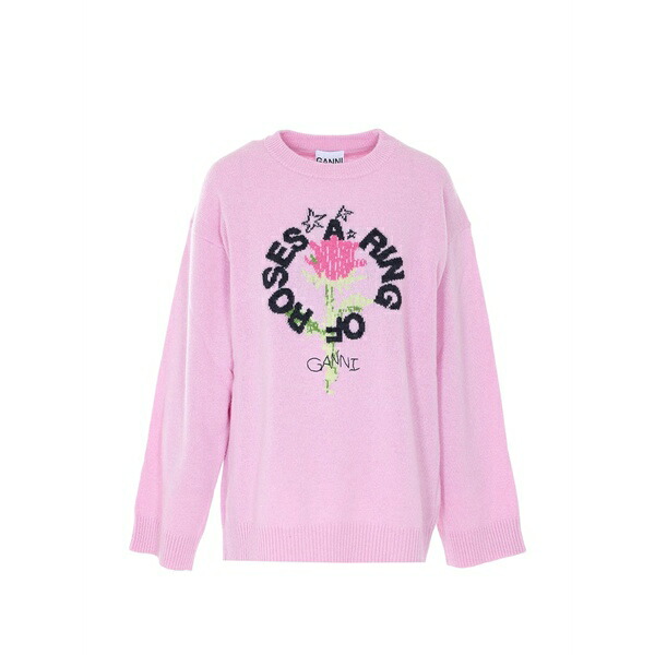 ガニー レディース ニット&セーター アウター Ring of roses crew-neck sweater Pink｜asty