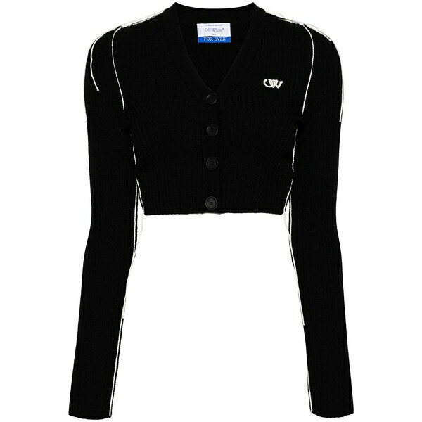 象牙色 レディース ジレー アウター Ow logo v-neck cardigan Black