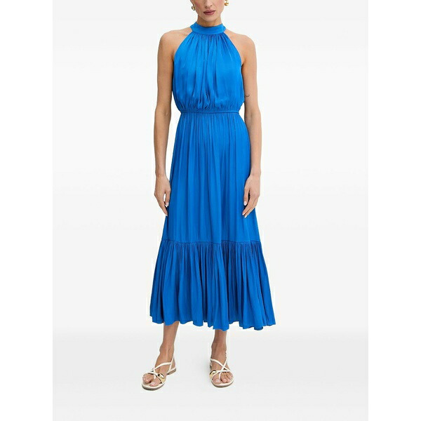 モーガンレーン レディース ワンピース トップス Halter-neck ruffled midi dress Blue|asty
