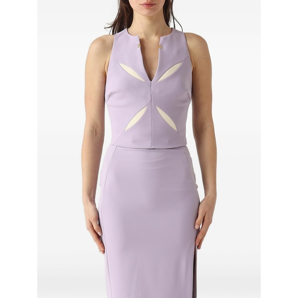 エリザベスフランキ レディース カットソー トップス Cut-out sleeveless top Purple|asty