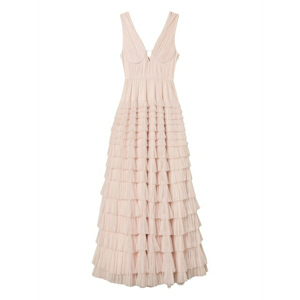 ツインセット レディース ワンピース トップス Tiered ruffled gown Pink|asty