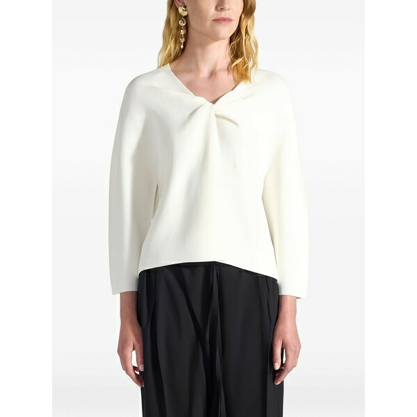 リビアナコンティ レディース ニット&セーター アウター Twisted v-neck sweater White｜asty