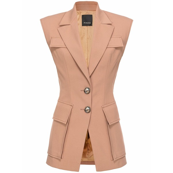 ピンコ レディース ジャケット&ブルゾン アウター Single-breasted twill waistcoat Neutrals|asty