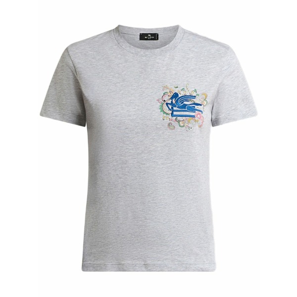 エトロ レディース ティーシャツ トップス Embroidered pegaso t-shirt Grey