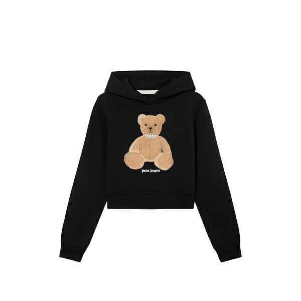 パーム・エンジェルス レディース パーカー・スウェットシャツ アウター Teddy bear cropped hoodie Black
