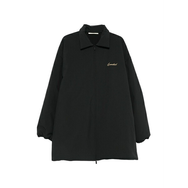 エフオージーエッセンシャルズ メンズ コート アウター Logo-embroidered coat Black
