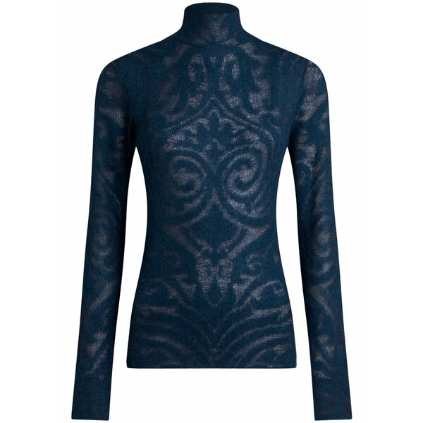 エトロ レディース 編み物\u0026スウェーター アウター Roll-neck jacquard sweater Blue