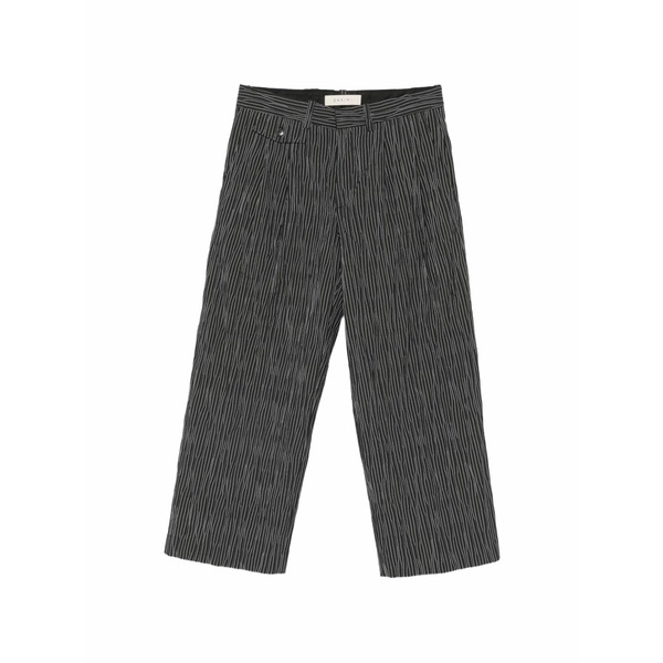 カシミ メンズ カジュアルパンツ ボトムス Striped pleated trousers Black｜asty