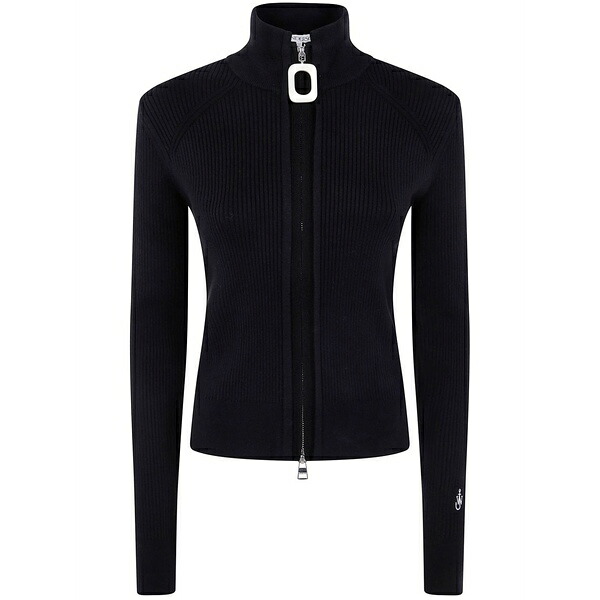 J.W.アンダーソン レディース ジレー アウター Zip-up ribbed cardigan Black