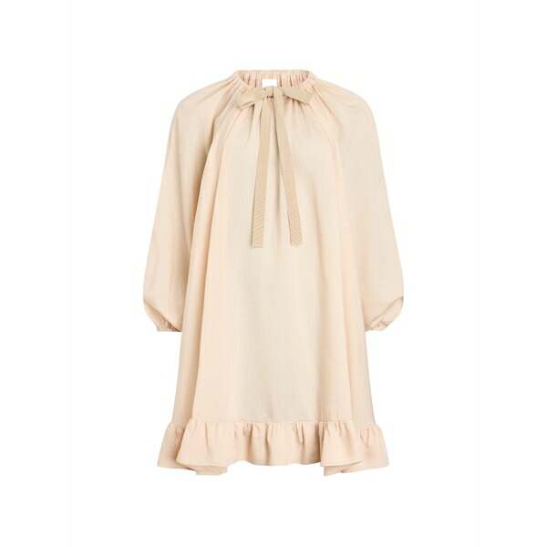 ジャンパトゥ レディース ワンピース トップス Striped-pattern tie-neck mini dress Neutrals｜asty