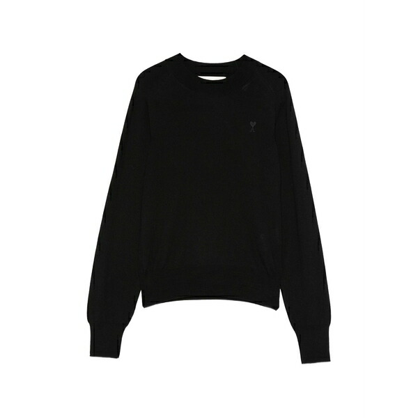 アミ レディース ニット&セーター アウター Crewneck detail jumper Black｜asty