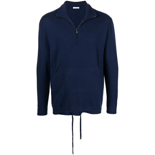 マロ メンズ 編み物\u0026プルオーバー アウター Zip-placket pullover Blue