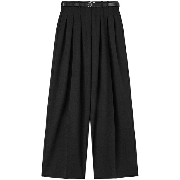 ジル・サンダー レディース カジュアルパンツ ボトムス Belted wool palazzo pants Black｜asty