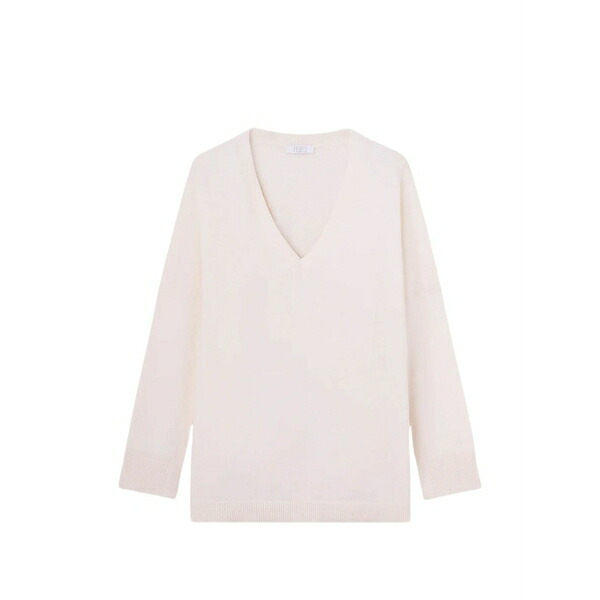 フェデーリ レディース 編み物\u0026プルオーバー アウター Andy v-neck ribbed sweater White