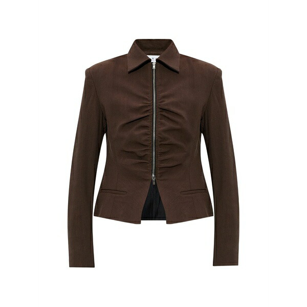 イロ レディース 上衣＆上衣 アウター Ruched zip-up jacket Brown