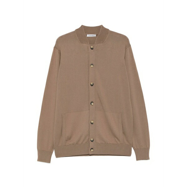 カングラ  メンズ ジレー アウター Kangaroo-pocket cardigan Brown
