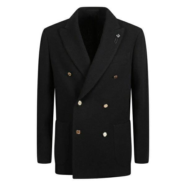 ラルディーニ メンズ 上衣＆上衣 アウター Double-breasted button jacket Black メンズファッション-コート・ジャケット