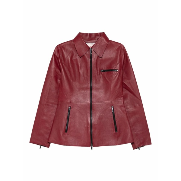 アイスバーグレタス レディース 上衣＆上衣 アウター Zip leather jacket Red