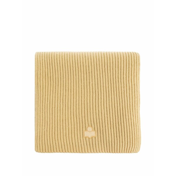 イザ呼びりん マラン レディース 消音装置・袈裟・えり巻き 添え物 Marion ribbed-knit logo-patch scarf Yellow