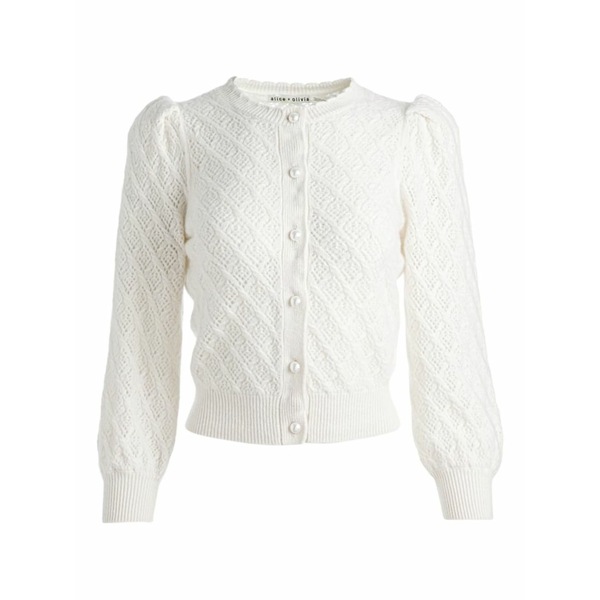 アリス アンド オリビア レディース ジレー アウター Diamond-pattern cardigan White