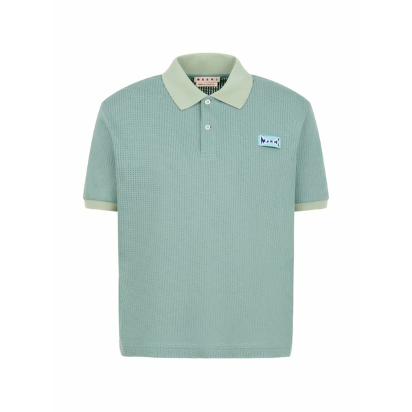 マルニ メンズ スポーツシャツ トップス Jacquard short-sleeve polo shirt Blue
