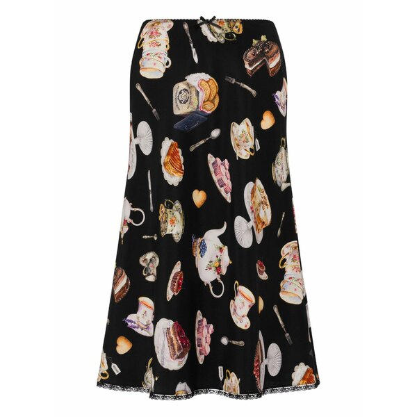 モスキーノ レディース スコート ボトムス Dessert-print MIDI skirt Black ボトムス-スカート