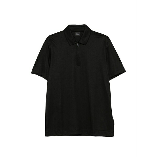 元締め メンズ スポーツシャツ トップス Zip polo shirt Black