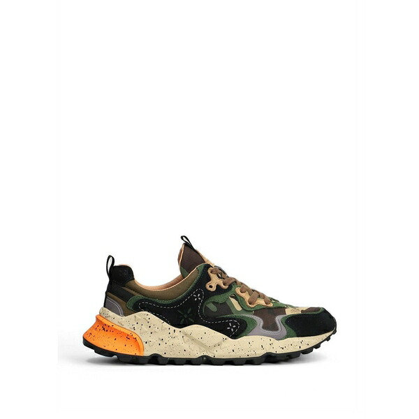 フラワーマウンテン メンズ スニーカー シューズ Rulis camouflage-print panelled sneakers Black｜asty