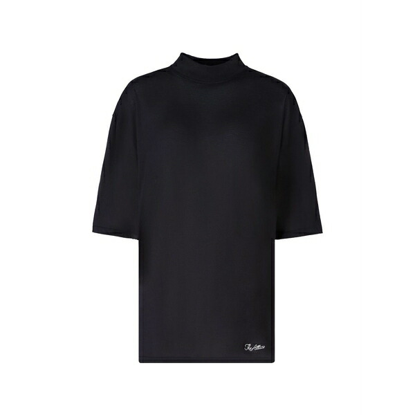 ジ アティコ レディース プルオーバー トップス Logo-embroidered cotton t-shirt Black