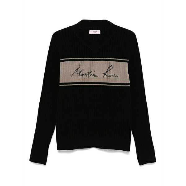 マーティン・サクラ色 メンズ 編み物\u0026ティーシャツ アウター Chenille v-neck sweater Black
