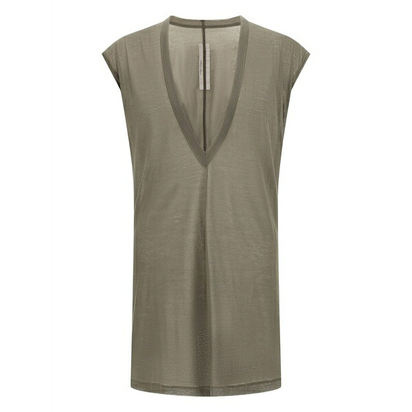 リックオウエンス メンズ Tシャツ トップス V-neck cotton t-shirt Green｜asty