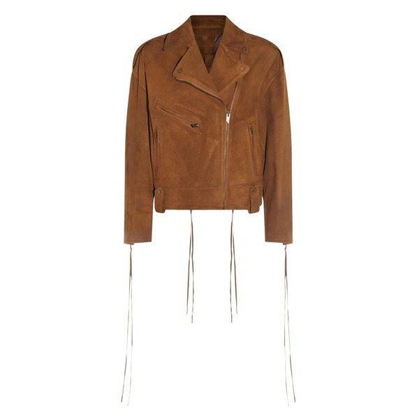 サルバトーレ サントロ レディース 上衣＆上衣 アウター Leather biker jacket  Brown