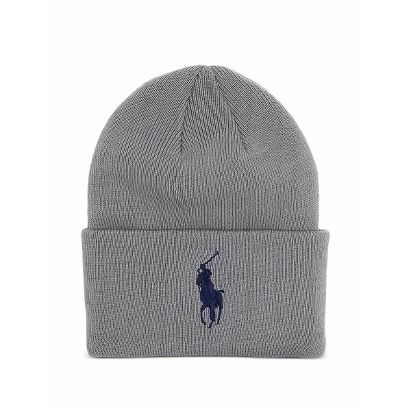 ラルフローレン メンズ かぶり笠 付属品 Big pony cuff beanie hat Grey