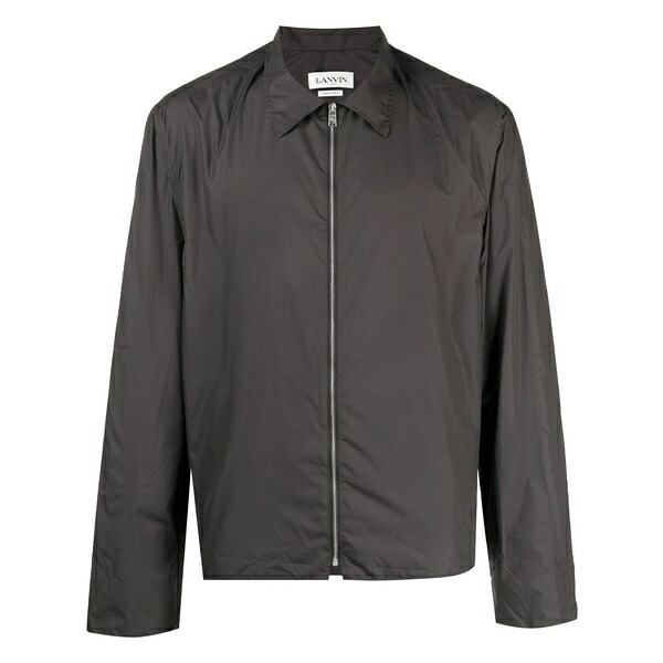 ランバン メンズ シャツ トップス Lightweight zip-up shirt Grey|asty