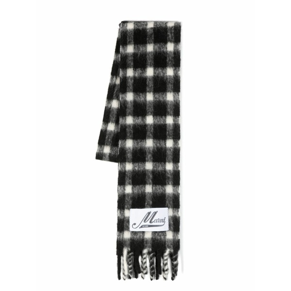 マルニ レディース えり巻き・袈裟・えり巻き 付属物 Check-print fringed scarf Black