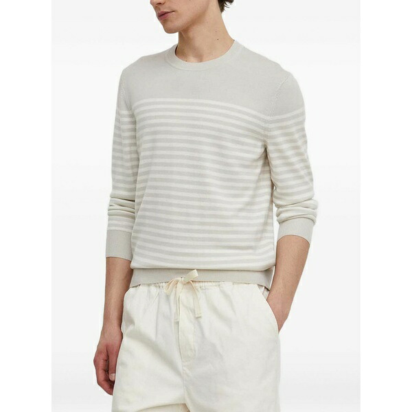 セオリー メンズ ニット&セーター アウター Striped-pattern crewneck sweater Neutrals｜asty 43,080円