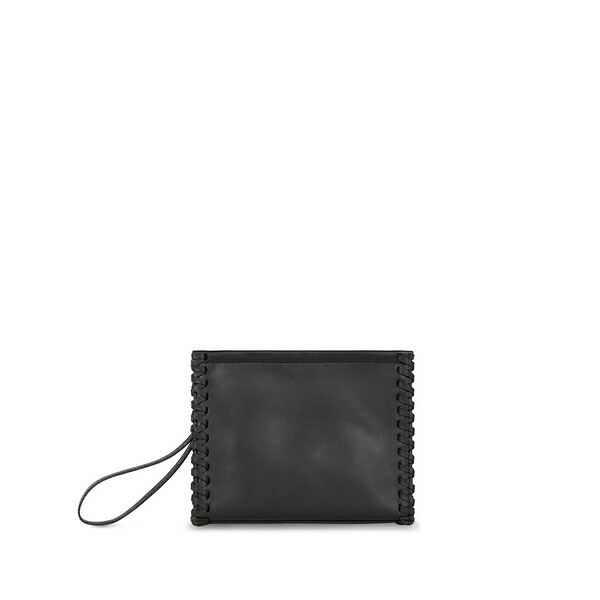 エトロ レディース クラッチペダル御徒面子 御徒面子 Medium whipstich-detail leather clutch bag Black