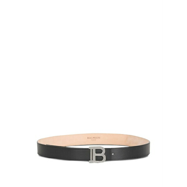 バルマン メンズ 三尺帯 添え物 Leather b-buckle belt Black