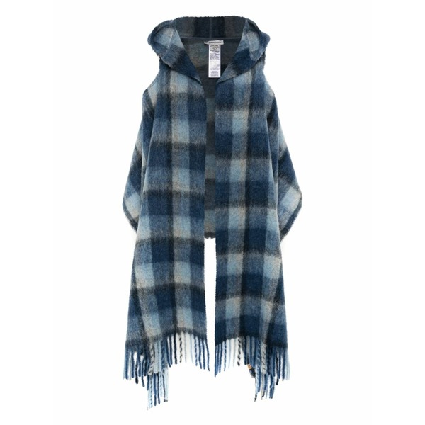 羊毛 一財産 レディース えり巻き・袈裟・えり巻き 付属物 Hooded cape scarf Blue