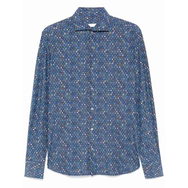 オリアン メンズ シャツ トップス Graphic-print shirt Blue｜asty