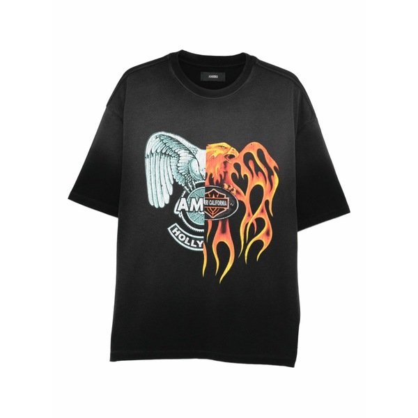 アミリ メンズ ティーシャツ トップス Graphic-print t-shirt Black Tシャツ・カットソー-メンズファッション